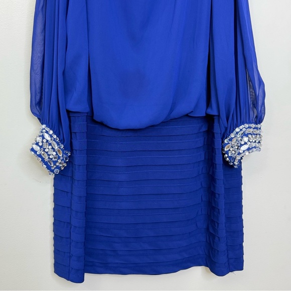 LAURA PLUS 14+ ELEGANT BLUE DRESS WITH SPARKLY BEADS 16W - Picture 7 of 13